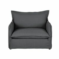 Fauteuil en lin froissé gris anthracite Barcelone Maisons du Monde