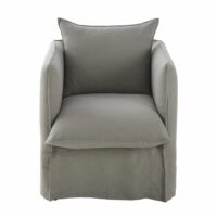 Fauteuil en lin froissé gris clair Louvre Maisons du Monde