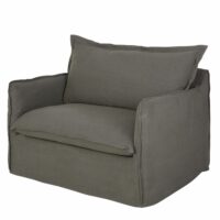 Fauteuil en lin gris effet vieilli Barcelone Maisons du Monde