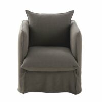 Fauteuil en lin gris effet vieilli Louvre Maisons du Monde