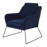 Fauteuil en velours bleu foncé et métal noir Jasper Maisons du Monde