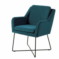 Fauteuil en velours bleu pétrole et métal noir Jasper Maisons du Monde