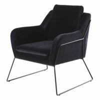 Fauteuil en velours et métal noir Jasper Maisons du Monde