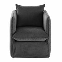 Fauteuil en velours flammé gris foncé Louvre Maisons du Monde