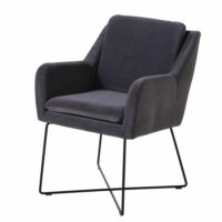 Fauteuil en velours gris anthracite et métal noir Jasper Maisons du Monde