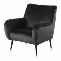 Fauteuil en velours gris anthracite pieds en métal Babsy Maisons du Monde