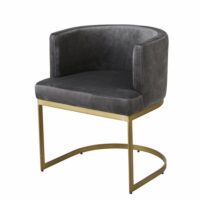 Fauteuil en velours gris pieds en métal coloris laiton Requiem Maisons du Monde