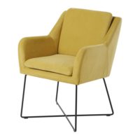 Fauteuil en velours jaune moutarde et métal noir Jasper Maisons du Monde