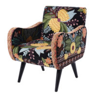 Fauteuil en velours noir brodé Dario Maisons du Monde