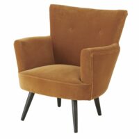 Fauteuil en velours orange écureuil Sao Paulo Maisons du Monde