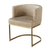 Fauteuil en velours taupe pieds en métal coloris laiton Requiem Maisons du Monde