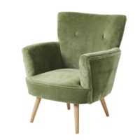 Fauteuil en velours vert kaki Sao Paulo Maisons du Monde