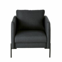 Fauteuil gris anthracite pieds en métal noir Elmo Maisons du Monde