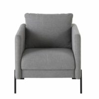 Fauteuil gris chiné pieds en métal noir Elmo Maisons du Monde