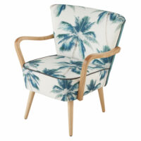 Fauteuil imprimé palmiers bleu et blanc Scandinave Maisons du Monde