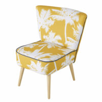 Fauteuil imprimé palmiers jaune et blanc Scandinave Maisons du Monde