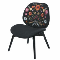 Fauteuil noir avec broderies florales colorées Bobby Maisons du Monde