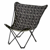 Fauteuil papillon de jardin pliant en métal et toile noire imprimée Sphynx Maisons du Monde