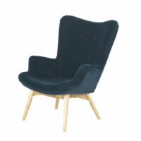 Fauteuil style scandinave en velours bleu nuit Iceberg Maisons du Monde