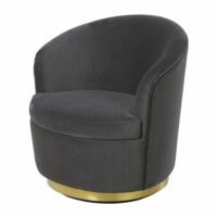 Fauteuil vintage en velours gris et métal coloris laiton Society Maisons du Monde