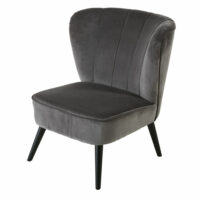 Fauteuil vintage en velours gris pieds en bouleau noir Anderson Maisons du Monde