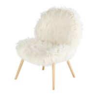 Fauteuil vintage imitation fourrure blanche Bobby Maisons du Monde