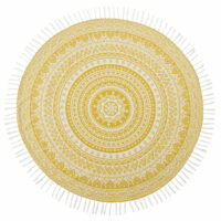 Fouta en coton jaune motif mandala blanc D150 Maisons du Monde