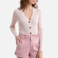 Gilet V en fine maille côtelée Taupe;Rose Nude;Noir LA REDOUTE COLLECTIONS