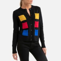 Gilet boutonné à col rond et manches longues Noir Multicolore Benetton