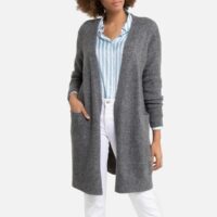 Gilet long en maille mousseuse Gris Chiné;Camel LA REDOUTE COLLECTIONS