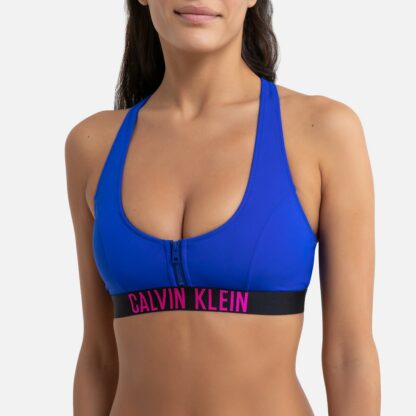Haut de maillot de bain brassière imprimé devant Bleu Calvin Klein