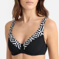 Haut de maillot de bain emboîtant imprimé floral Noir/Imprimé Anne weyburn