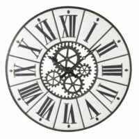 Horloge en métal blanc et noir avec rouages D139 Maisons du Monde