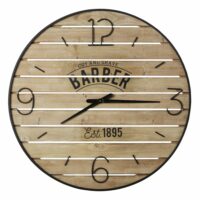 Horloge lattes en sapin imprimé et métal noir D95 Maisons du Monde