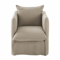 Housse de fauteuil en lin froissé beige ficelle Louvre Maisons du Monde