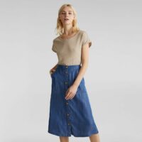 Jupe midi boutonnée Bleu Denim Esprit