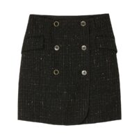 Jupe portefeuille courte  en tweed Noir