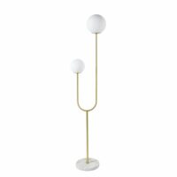 Lampadaire 2 globes en métal doré et marbre blanc H156 Maisons du Monde