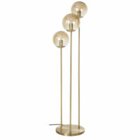 Lampadaire 3 globes en verre ambré et métal doré H114 Maisons du Monde