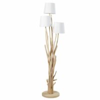 Lampadaire en bois flotté et abat-jour blanc H159 Maisons du Monde