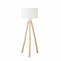 Lampadaire en eucalyptus et imitation fourrure blanche H157 Maisons du Monde