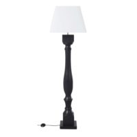 Lampadaire en manguier sculpté noir et abat-jour blanc H161 Maisons du Monde