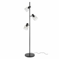 Lampadaire en métal noir 3 abat-jours en verre fumé H162 Maisons du Monde