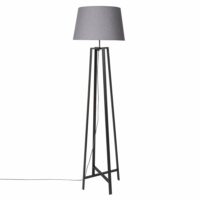 Lampadaire en métal noir et abat-jour gris H160 Maisons du Monde