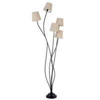 Lampadaire en métal noir et abat-jours écrus H158 Maisons du Monde