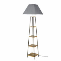 Lampadaire étagère en jujubier et abat-jour gris H172 Maisons du Monde