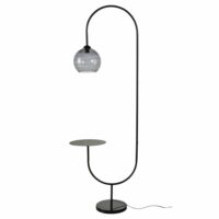 Lampadaire étagère en verre fumé et métal noir H190 Maisons du Monde