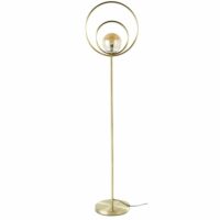 Lampadaire globe en verre teinté ambré et métal doré H162 Maisons du Monde