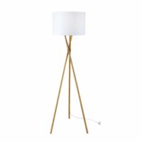 Lampadaire trépied en bambou abat-jour blanc H154 Maisons du Monde