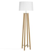 Lampadaire trépied en chêne et abat-jour blanc H160 Maisons du Monde